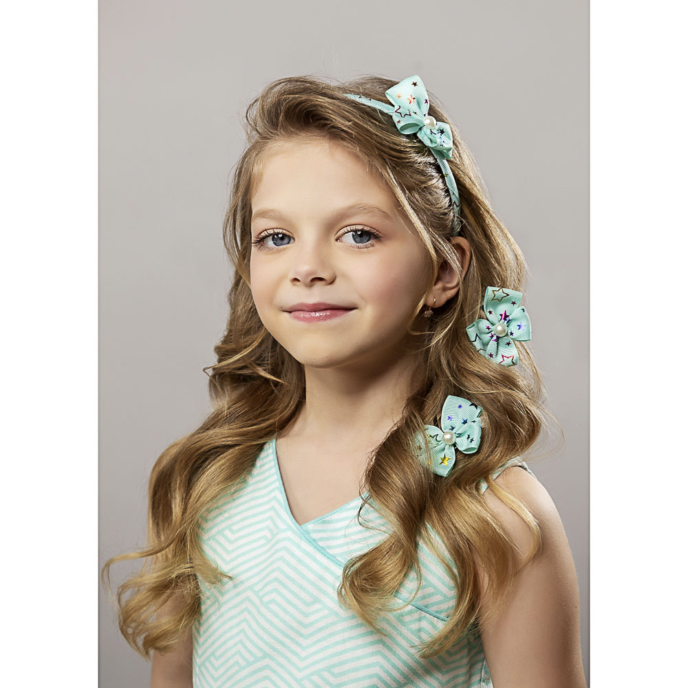 BERIOTTI Набор для волос: ободок 1см, заколка 2шт 4,5см, полиэстер, полистирол, металл, 2 дизайна, арт.№ 316-306