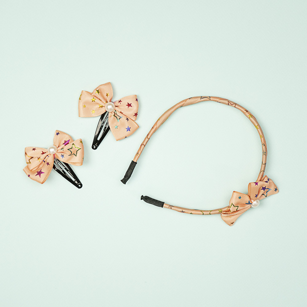 BERIOTTI Набор для волос: ободок 1см, заколка 2шт 4,5см, полиэстер, полистирол, металл, 2 дизайна, арт.№ 316-306