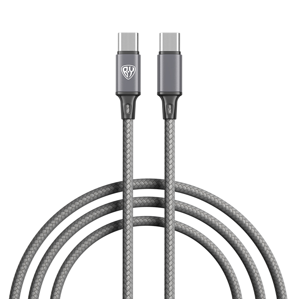 Кабель для зарядки Type C-Type C BY Solid, 60Вт, 1 м, 5A, нейлон, мет. кон., графитовый, арт.№ 931-630
