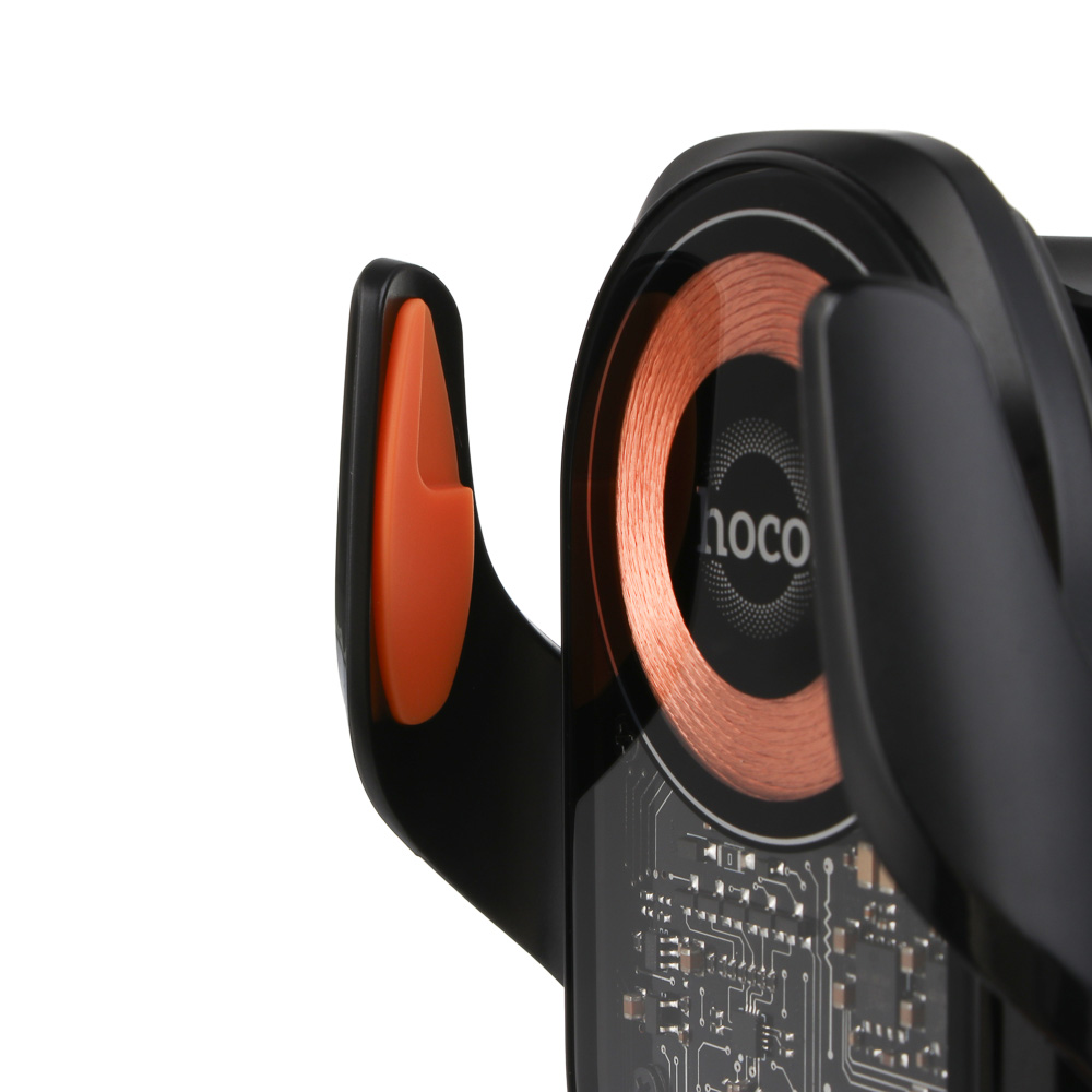Держатель автомобильный для телефона hoco. модель HW34, беспроводная зарядка, черный, арт.№ 733-071