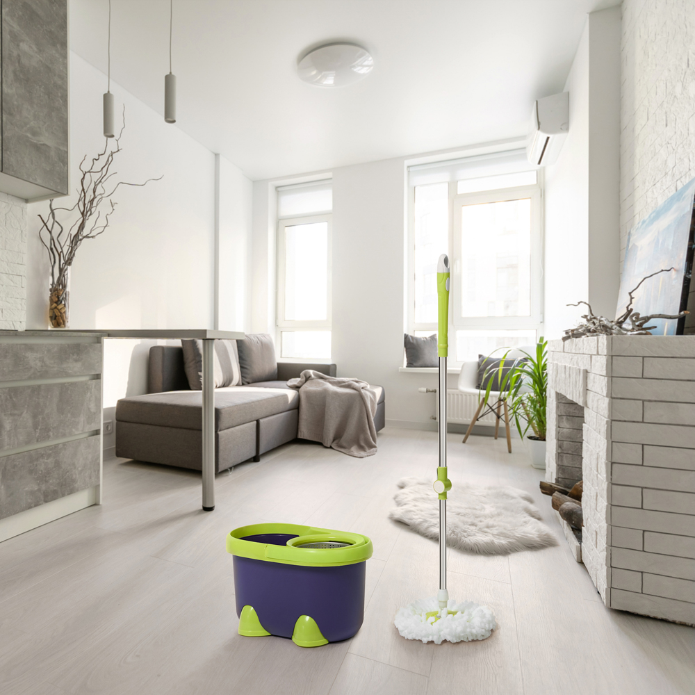 Набор для уборки с отжимом и смен.насадкой тм VETTA, доп.насадка, ведро 14л, метал.отжим, пластик, арт.№ 407-048