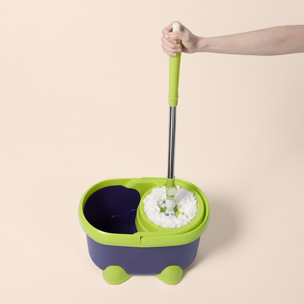 Набор для уборки с отжимом и смен.насадкой тм VETTA, доп.насадка, ведро 14л, метал.отжим, пластик, арт.№ 407-048