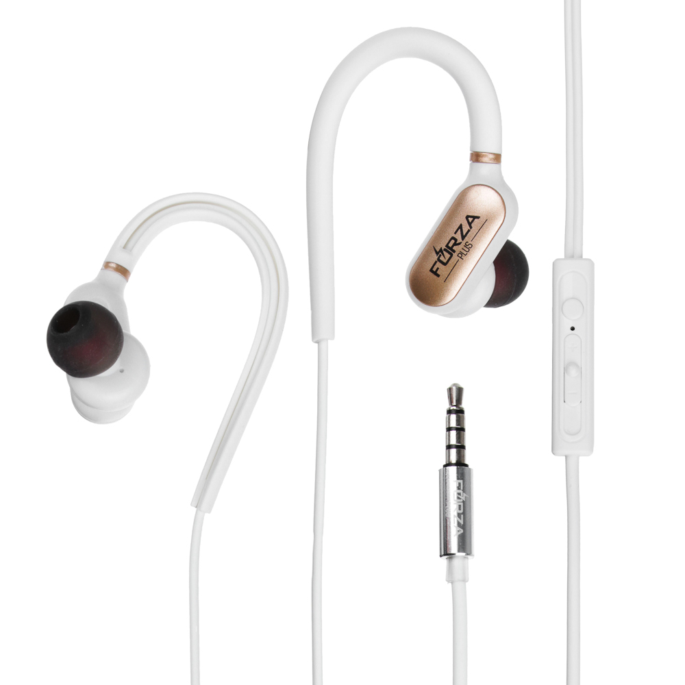 Наушники проводные внутриканальные FORZA, с дужками, гарнитура, коробка картон, арт.№ 916-132