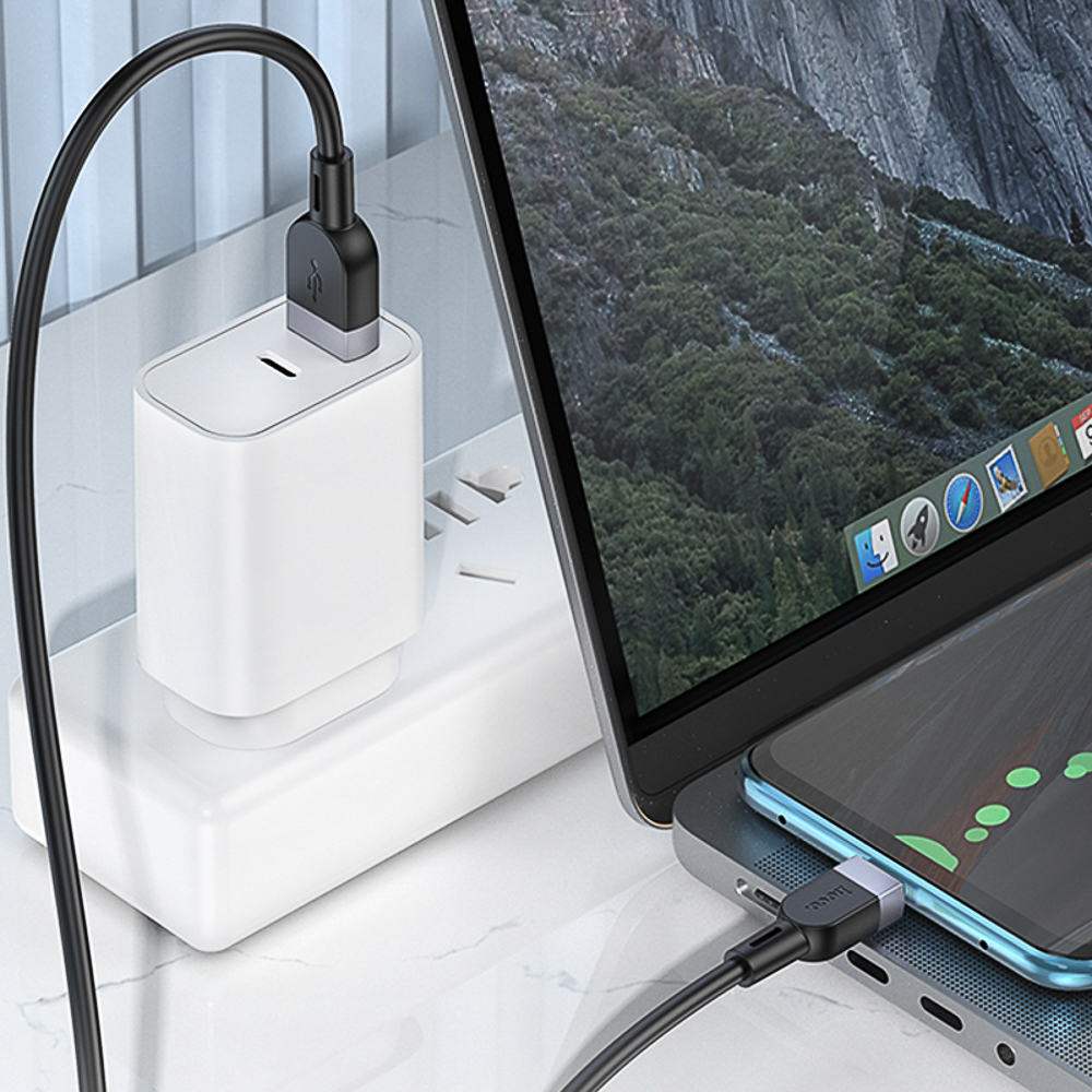 Кабель для зарядки USB(A)-Type C hoco. модель X109 Energy, 2 м, силикон, черный, арт.№ 931-578