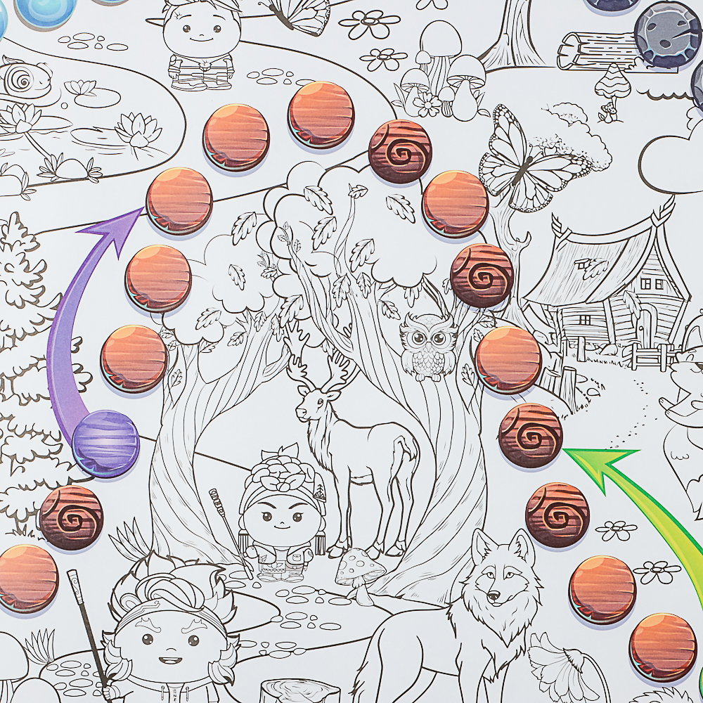 BY Раскраска-гляделка "Русские супергерои" с заданием, наклейками, игрой, в коробке 70х100 см, арт.№ 428-065