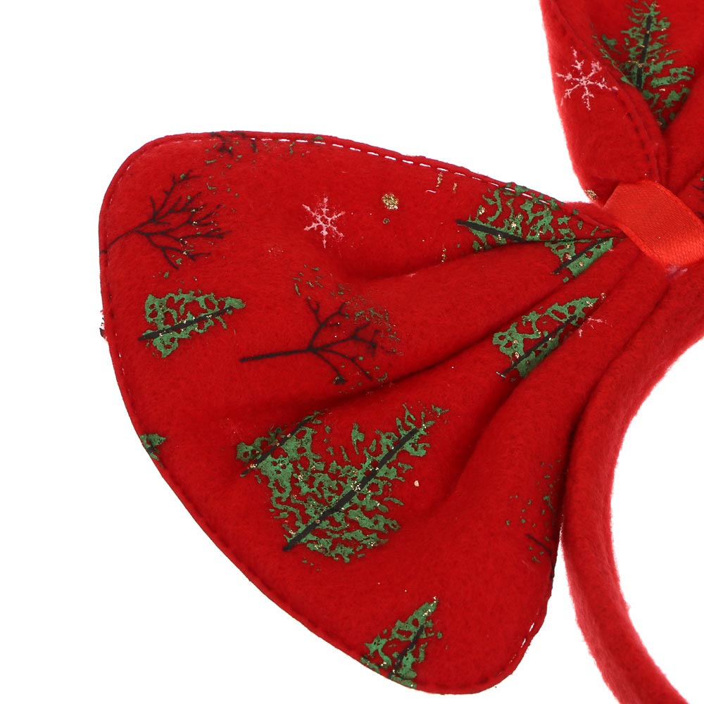 СНОУ БУМ Ободок новогодний с бантом, диаметр 12см, пластик, полиэстер, 2 дизайна, арт.№ 343-160