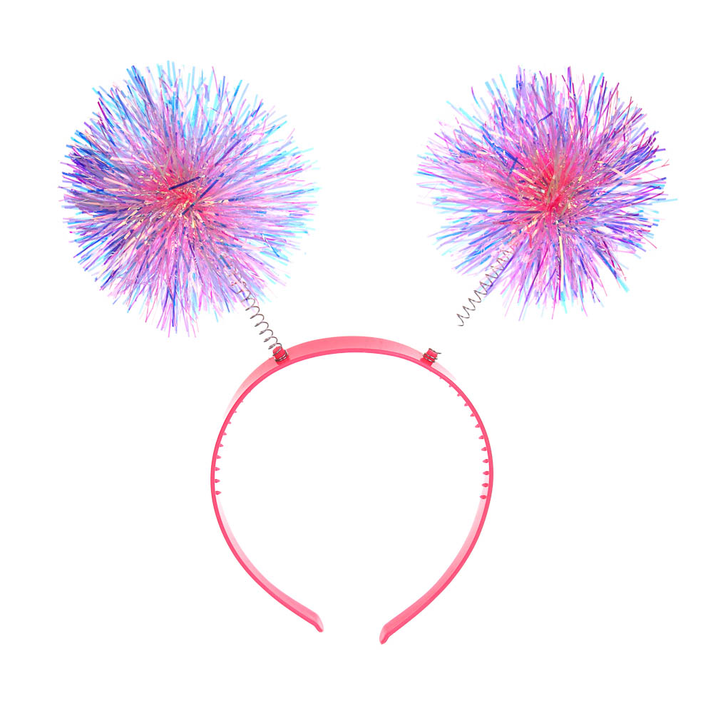 СНОУ БУМ Ободок с помпонами, диаметр 11см, пластик, металл, арт.№ 343-162