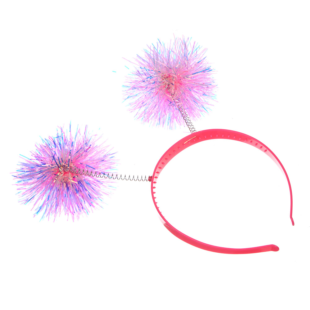 СНОУ БУМ Ободок с помпонами, диаметр 11см, пластик, металл, арт.№ 343-162