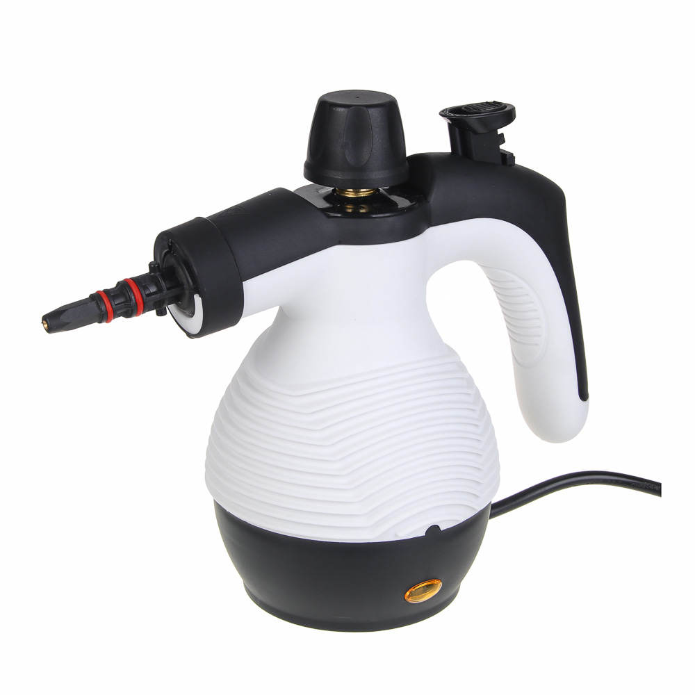 LEBEN Пароочиститель, 1000Вт, 9 насадок, от сети 220В, серый, арт.№ 248-018