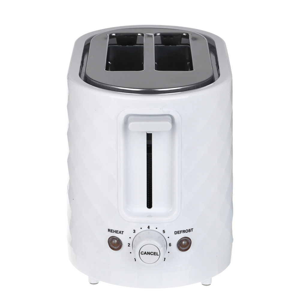 LEBEN Тостер, 650 Вт, 2 слота, режим разморозки, поддон для крошек, пластик, металл, белый, арт.№ 271-029