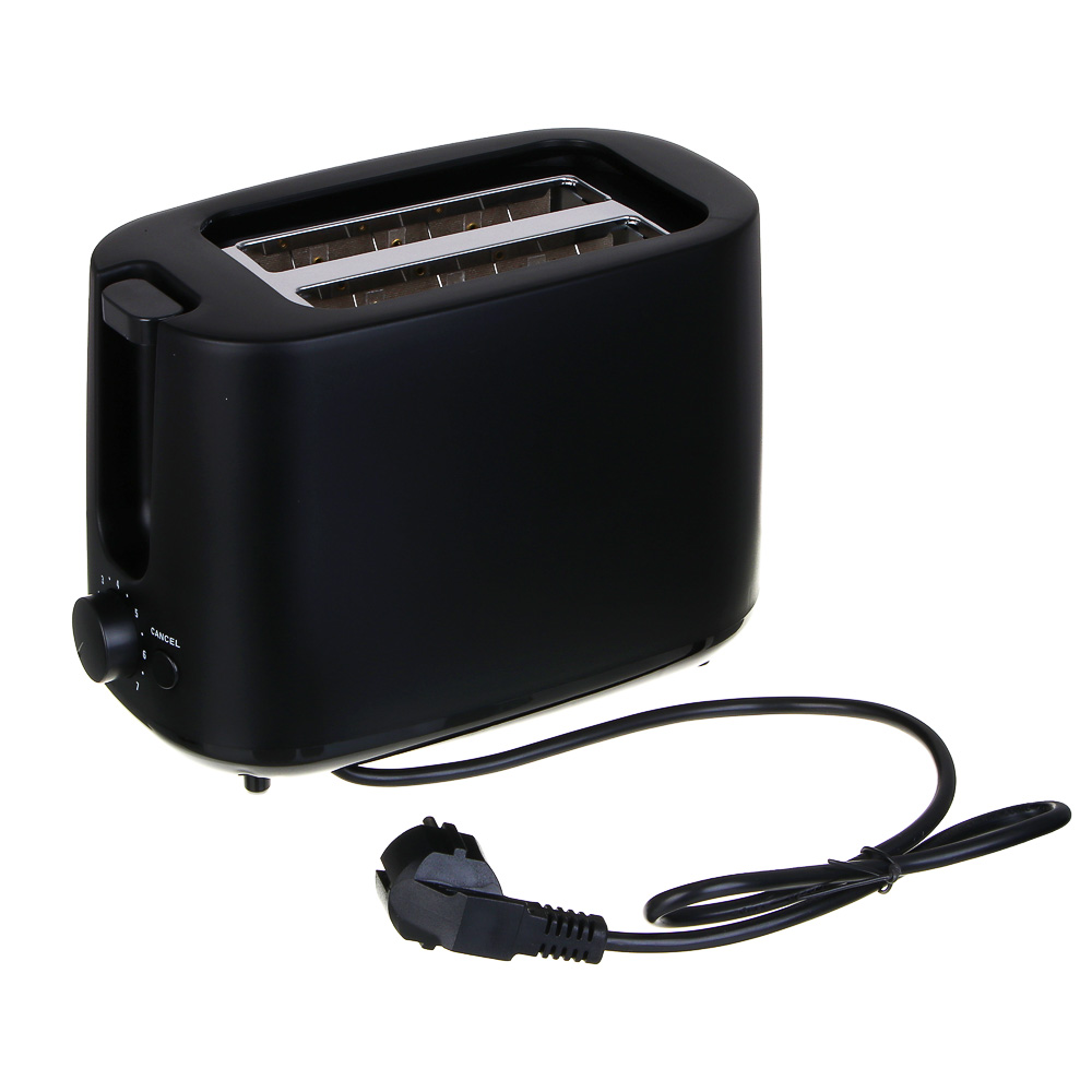 LEBEN Тостер, 650 Вт, 2 слота, регулятор мощности/степени прожарки, пластик, металл, чёрный, арт.№ 271-030