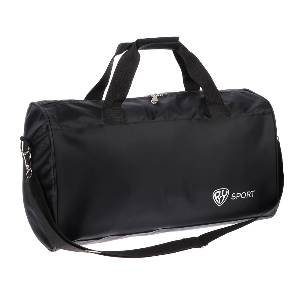 Сумка спортивная тм BY SPORT, 48x28x22см, полиэстер 420D, ПВХ, цвет черный, арт.№ 204-042