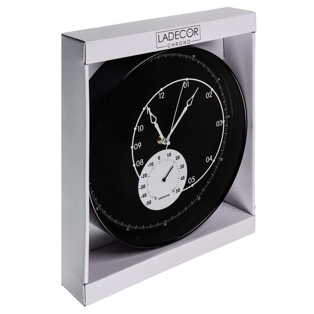 LADECOR CHRONO Часы настенные с термометром, пластик, стекло, d30,5х4,5см, 2 дизайна, ЧН-29, арт.№ 581-138