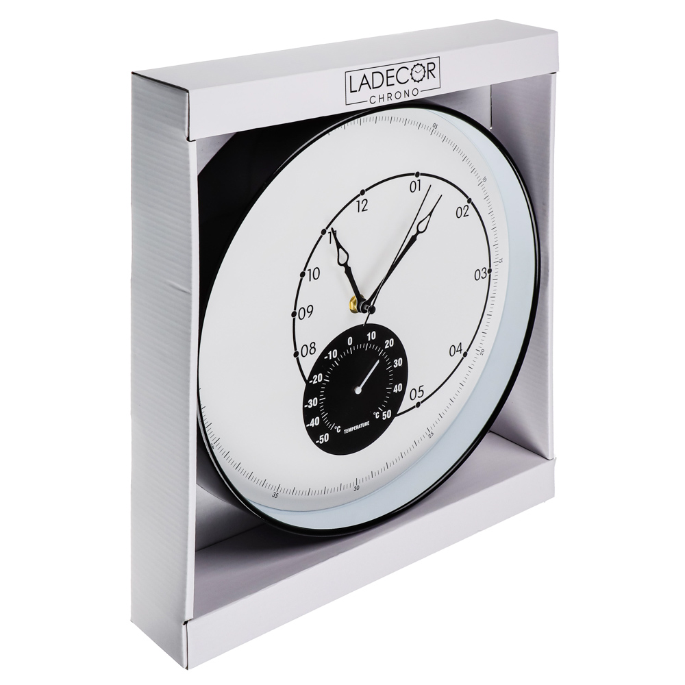 LADECOR CHRONO Часы настенные с термометром, пластик, стекло, d30,5х4,5см, 2 дизайна, ЧН-29, арт.№ 581-138