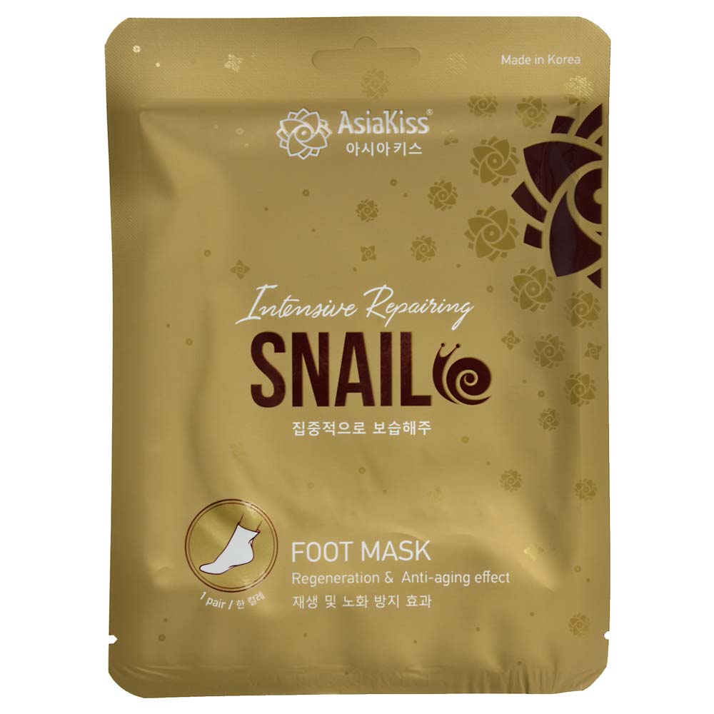 Маска-носки для ног интенсивно-восстанавливающая AsiaKiss Улитка,1пара, арт.№ 978-052