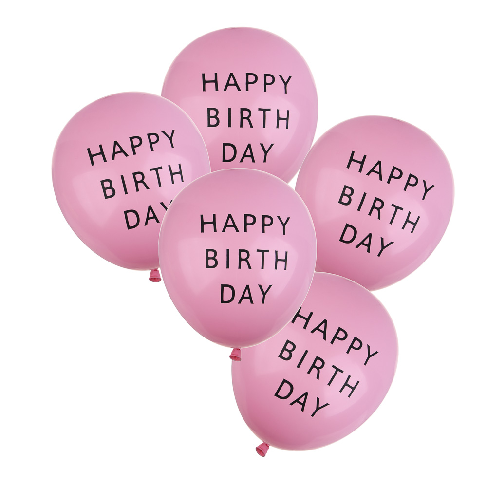 FNtastic Набор воздушных шаров, 5 шт, 12" цвета макарун с надписью Happy Birthday, латекс, 5 цветов, арт.№ 518-226