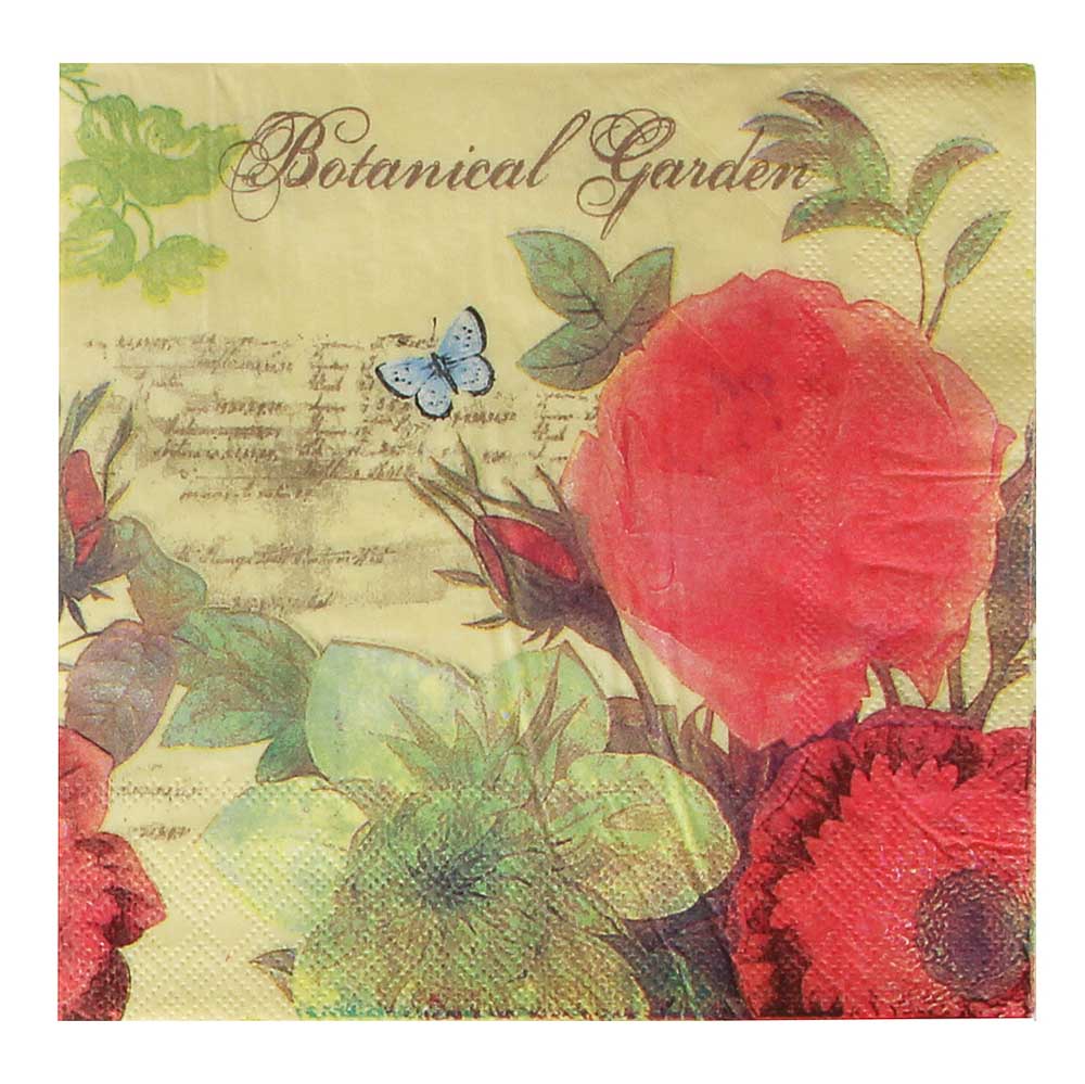 Салфетки бумажные 10шт, двухслойные, 33x33см, "Цветы", 3 дизайна, арт.№ 437-255