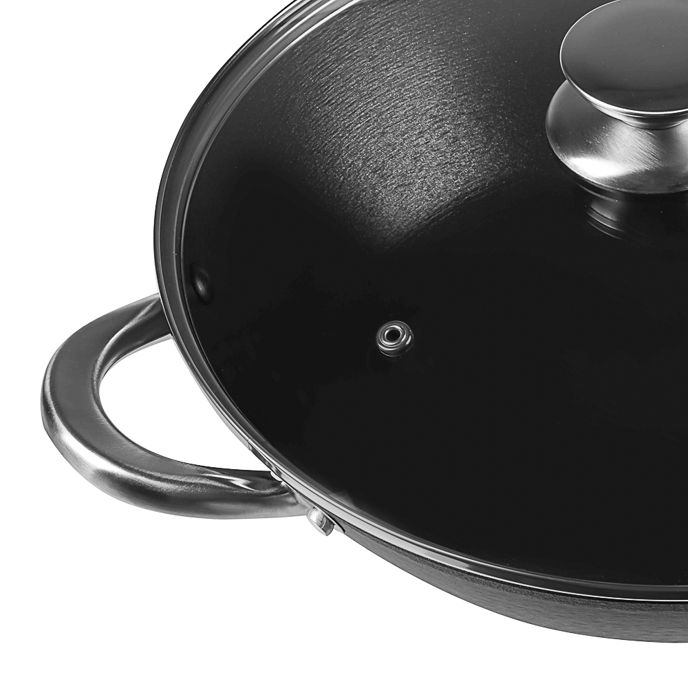 SATOSHI Сотейник глубокий со стеклянной крышкой, чугун, 30 см, 3.8 л, антипригарное покрытие, ручки нержавеющая сталь, арт.№ 808-037