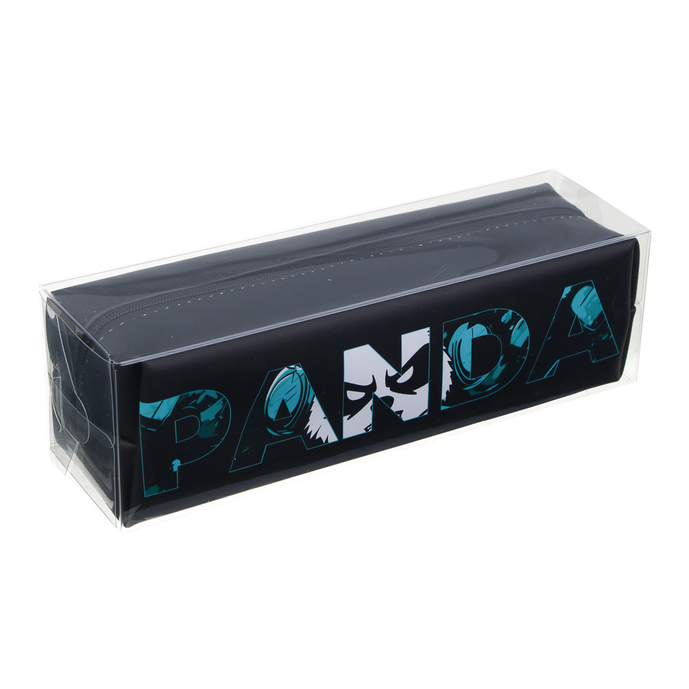 Пенал школьный прямоугольный, 21x6x6 см, "Бэд Панда", искусственная кожа с печатью, арт.№ 524-248