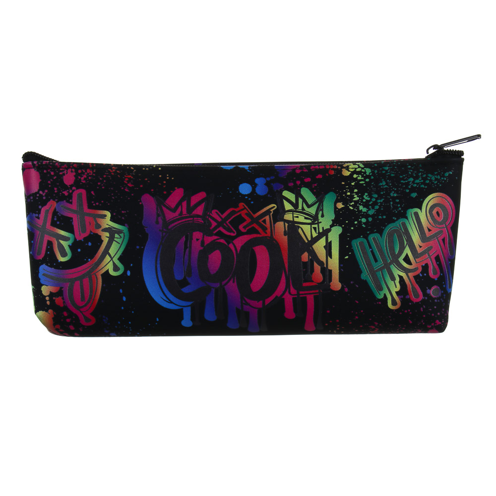 Пенал школьный прямоугольный 20x8x3,5 см, "Смайл", 1 отделение на молнии, силикон, арт.№ 524-249