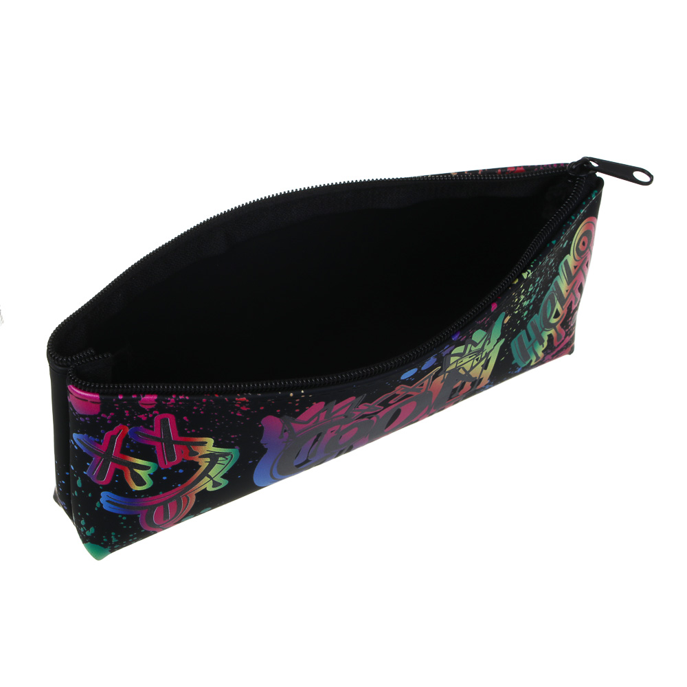 Пенал школьный прямоугольный 20x8x3,5 см, "Смайл", 1 отделение на молнии, силикон, арт.№ 524-249