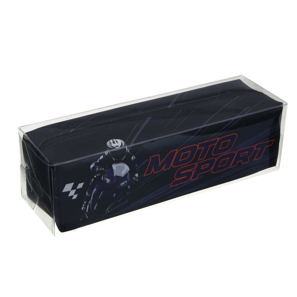 Пенал школьный прямоугольный 21x6x6 см, "Мотоспорт", искусственная кожа с печатью, арт.№ 524-251