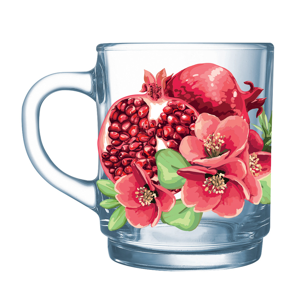 ОСЗ Гранат с цветами Кружка 200мл, стекло, арт.№ 878-590