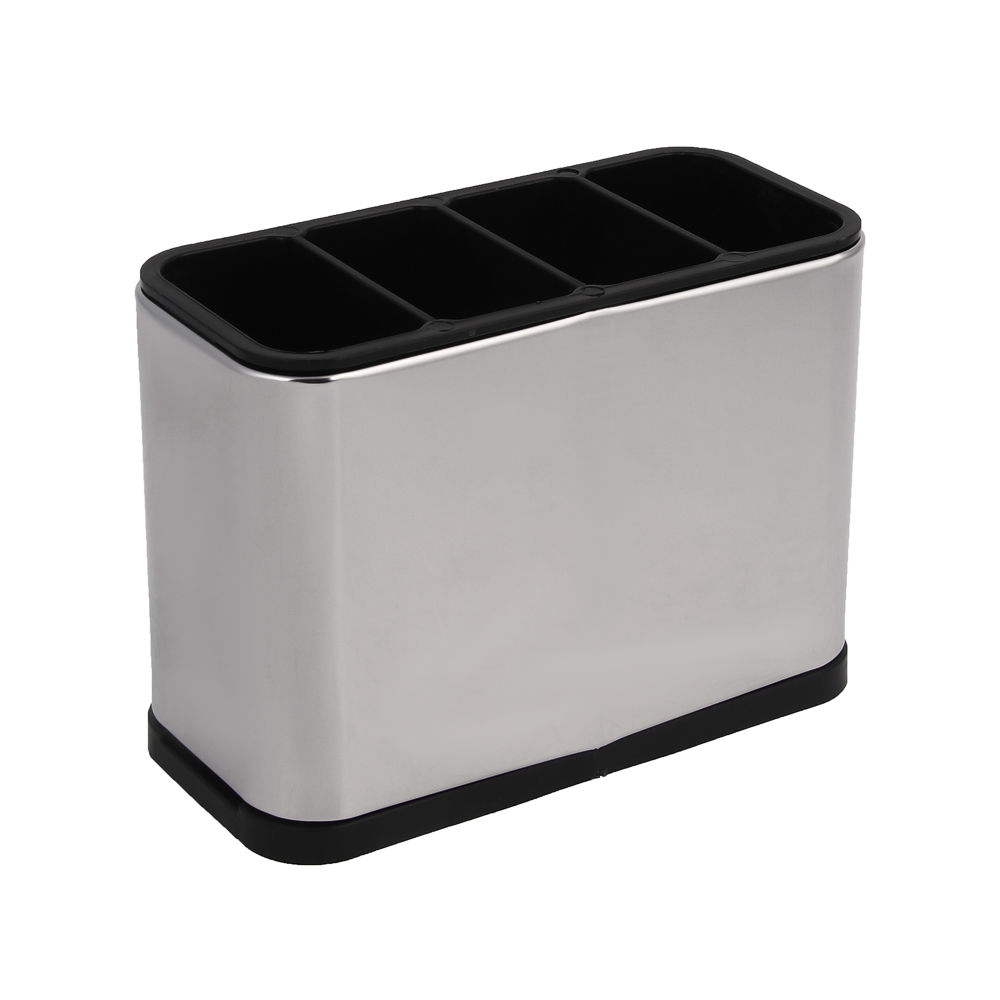 Подставка для столовых приборов тм VETTA, 18х13х8,5см, пластик, цвет серебро, арт.№ 485-198