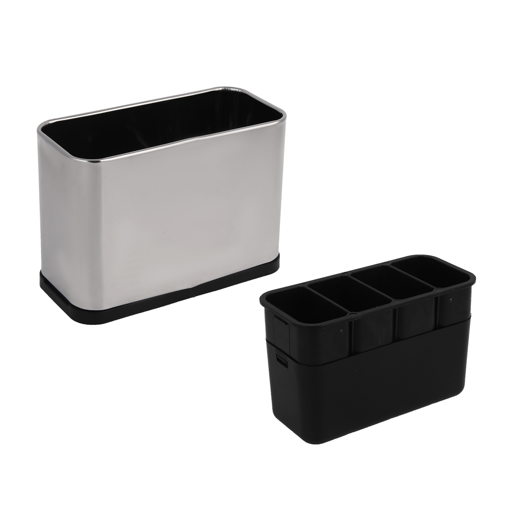 Подставка для столовых приборов тм VETTA, 18х13х8,5см, пластик, цвет серебро, арт.№ 485-198