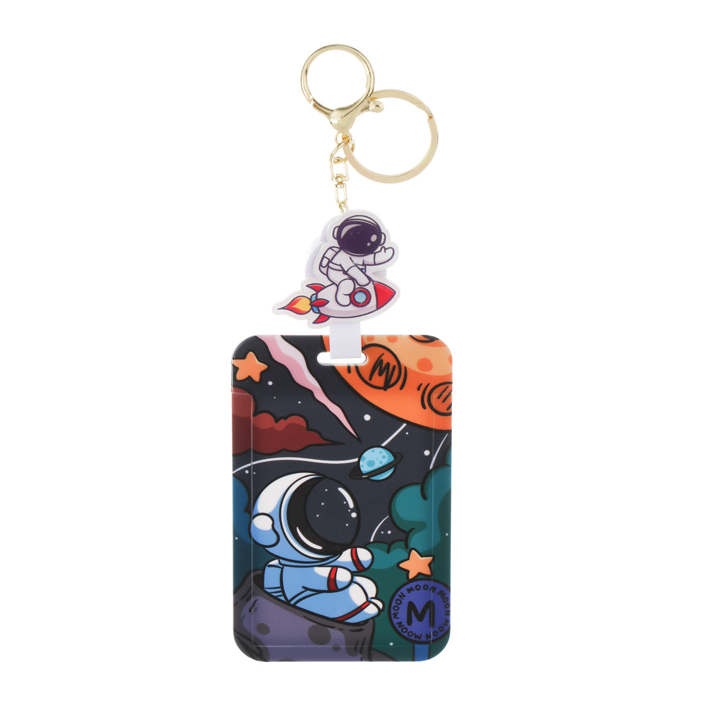 Чехол брелок для пропуска тм ЮL Космос с шармом, пластик, металл, 11х7см, 4 дизайна, арт.№ 334-155