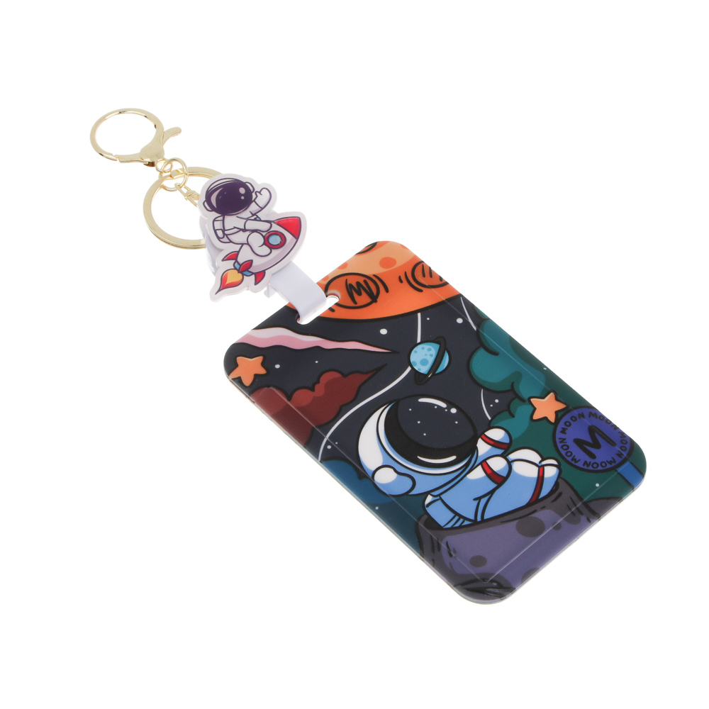 Чехол брелок для пропуска тм ЮL Космос с шармом, пластик, металл, 11х7см, 4 дизайна, арт.№ 334-155