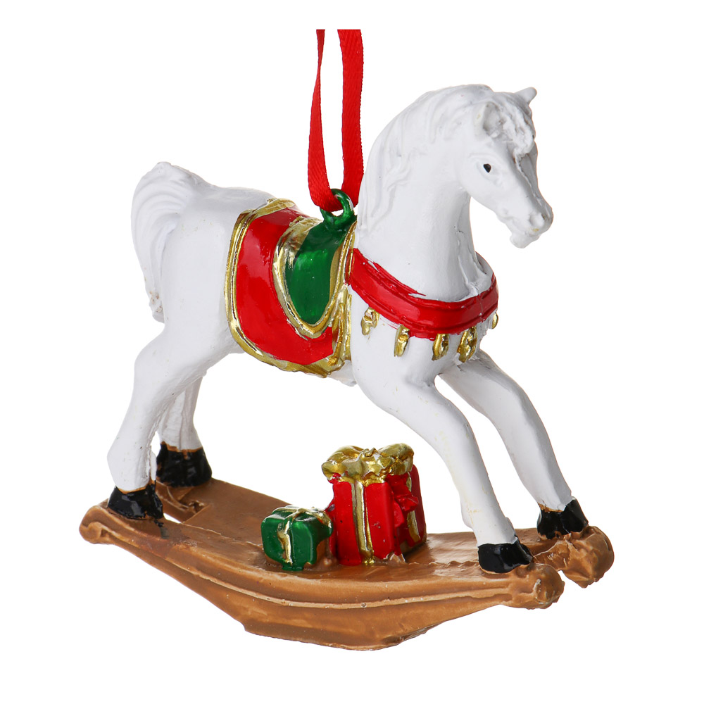 СНОУ БУМ Декоративная подвеска "Лошадка", 8x2x6,5 см, полистоун, арт.№ 397-386