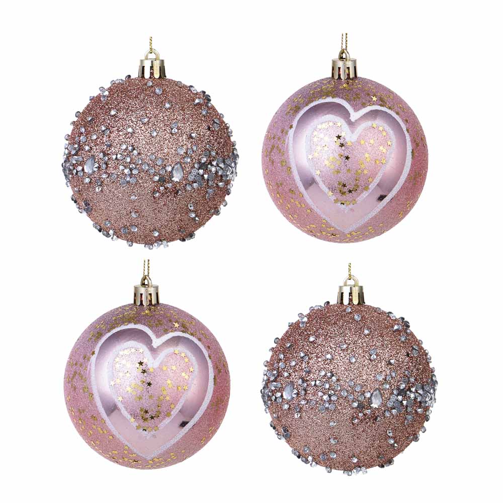 СНОУ БУМ Набор шаров 8 см, 4 шт, розовый, 26-181, арт.№ 373-598