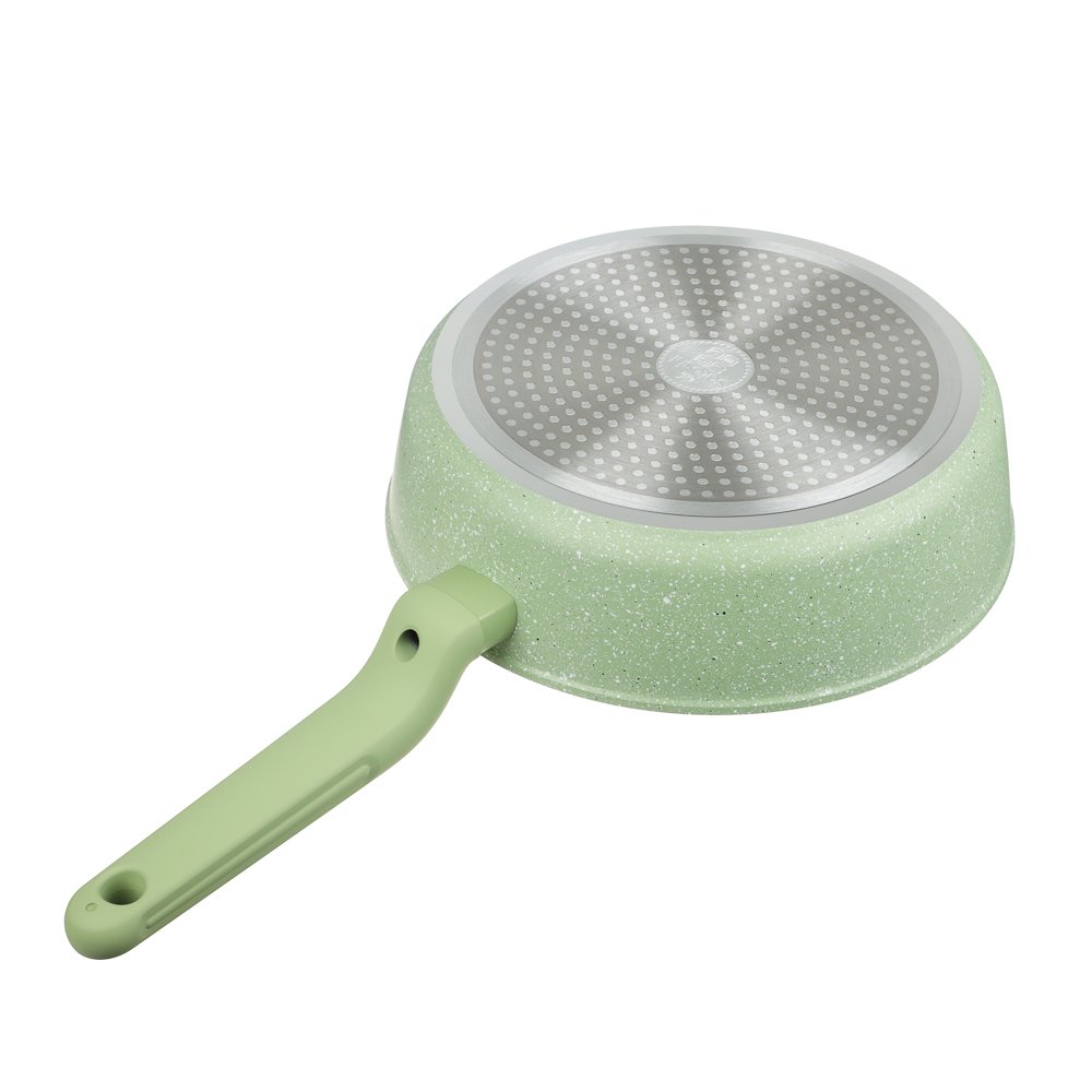 Сотейник литой с крышкой d=24 см SATOSHI Эмери, антипригарное покрытие мрамор, индукция, с бамбуковой лопаткой, 3 цвета, арт.№ 846-742