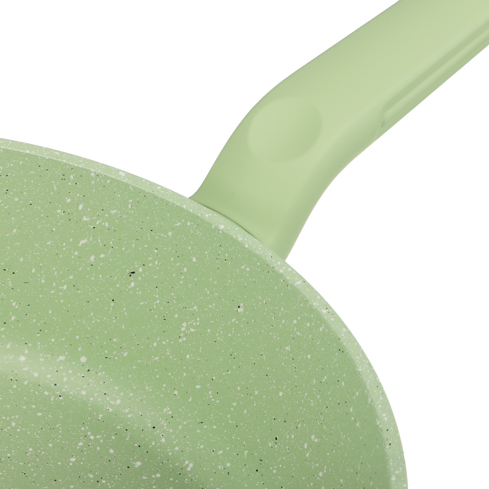 SATOSHI Эмери Набор 4 предмета сотейник 28 см, кастрюля с крышкой 20 см, антипригарное покрытие мрамор, индукция, с бамбуковой лопаткой, 3 цвета, арт.№ 846-743