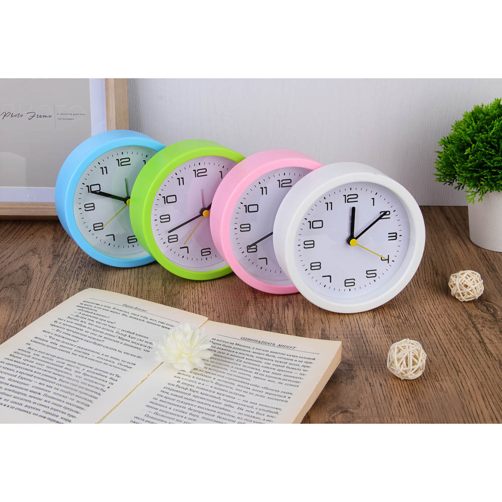 LADECOR CHRONO Будильник с подсветкой, 1*АА, 12x4x12 см, пластик, 4 цвета, арт.№ 529-038