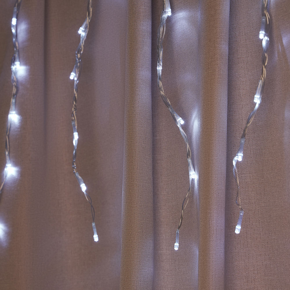 Гирлянда бахрома 2,5х0,6 м СНОУ БУМ, 128 LED ламп, белое свечение, 8 режимов, эффект водопада, пп, коннектор, 220 В, арт.№ 351-512