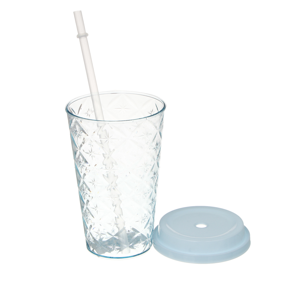 Стакан пластиковый Орра, с крышкой и трубочкой, 500мл, 4 цвета, арт.№ 861-588