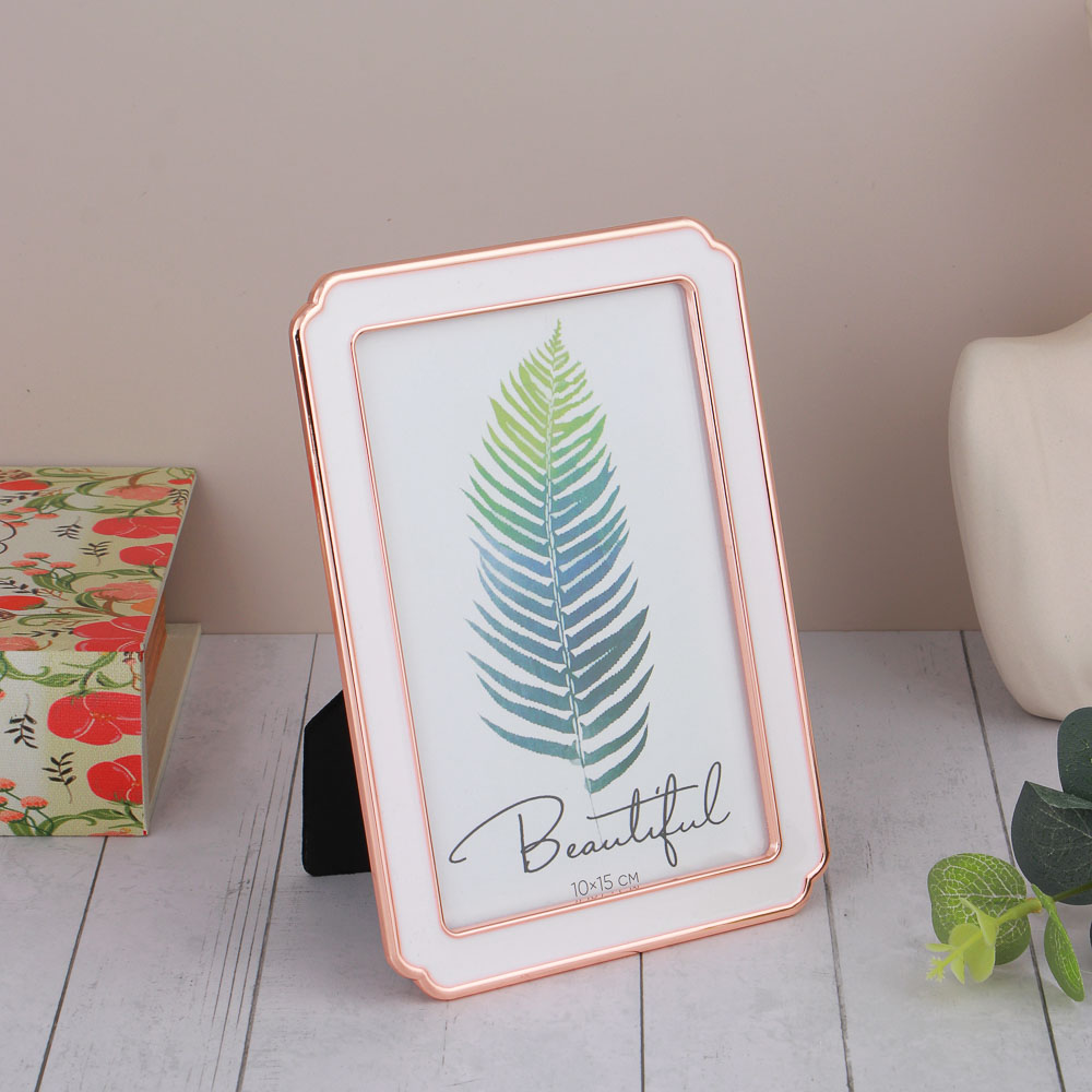 Фоторамка, 10х15 см, металл, цвет белый, арт.3-7, арт.№ 520-865