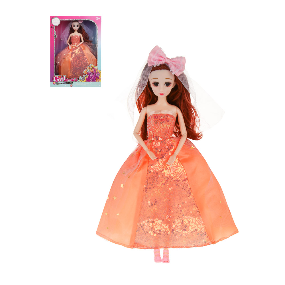 Кукла шарнирная в нарядном платье, 29 см, пластик, PVC, тм ИГРОЛЕНД, арт.№ 267-902