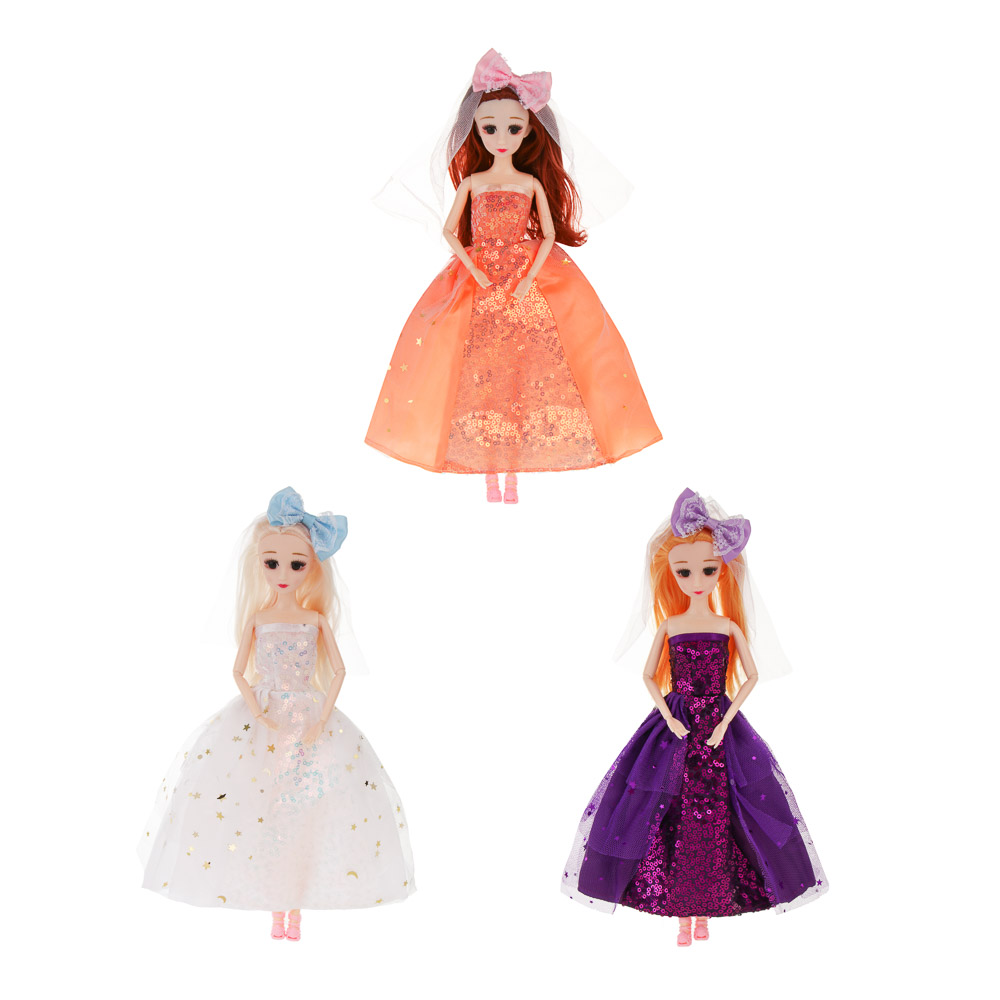 Кукла шарнирная в нарядном платье, 29 см, пластик, PVC, тм ИГРОЛЕНД, арт.№ 267-902