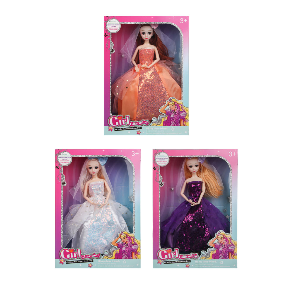 Кукла шарнирная в нарядном платье, 29 см, пластик, PVC, тм ИГРОЛЕНД, арт.№ 267-902