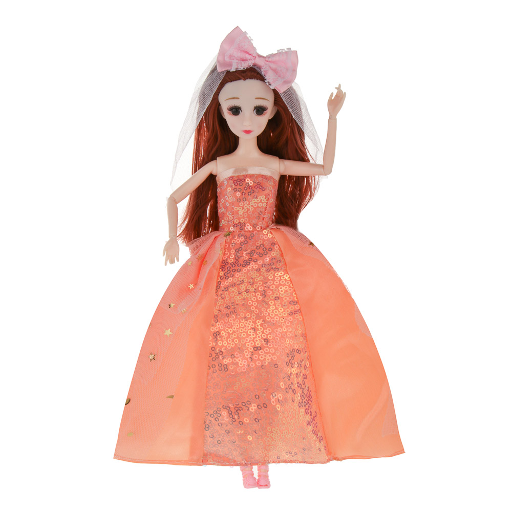 Кукла шарнирная в нарядном платье, 29 см, пластик, PVC, тм ИГРОЛЕНД, арт.№ 267-902