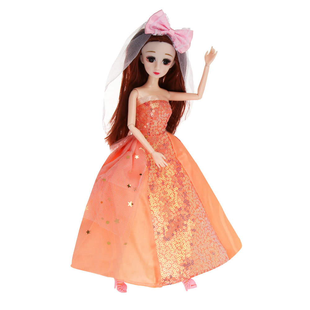 Кукла шарнирная в нарядном платье, 29 см, пластик, PVC, тм ИГРОЛЕНД, арт.№ 267-902