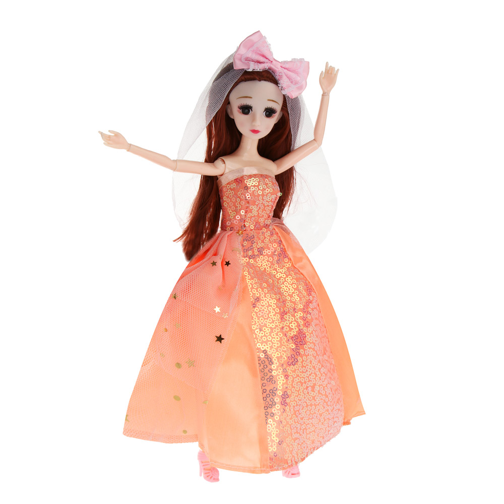 Кукла шарнирная в нарядном платье, 29 см, пластик, PVC, тм ИГРОЛЕНД, арт.№ 267-902