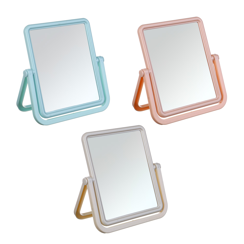 Зеркало настольное тм ЮНИLOOK, пластик, стекло, 21,2х20,5см, 2 цвета, арт.№ 301-002