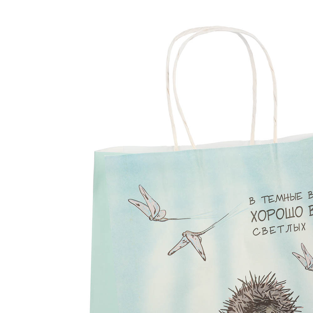 Пакет подарочный с кручеными ручками L 24х14х30см, "Ёжик в тумане", в ассортименте, арт.№ 507-491