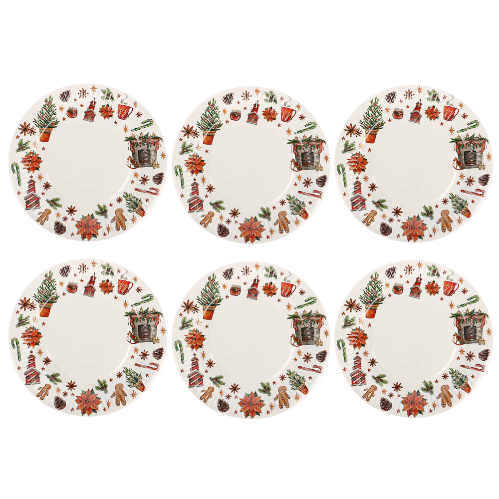 Набор бумажных тарелок Новогоднее настроение, 6 шт d=180 мм, арт.№ 530-428