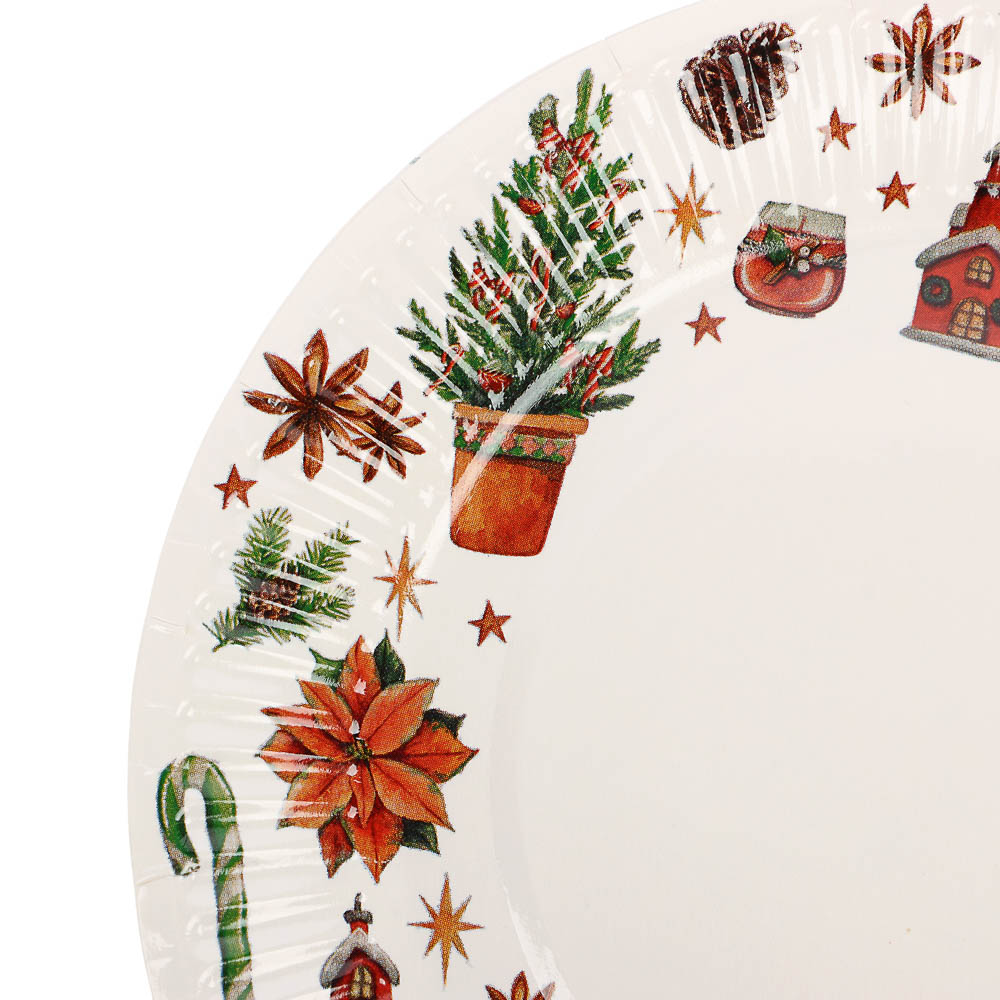 Набор бумажных тарелок Новогоднее настроение, 6 шт d=180 мм, арт.№ 530-428