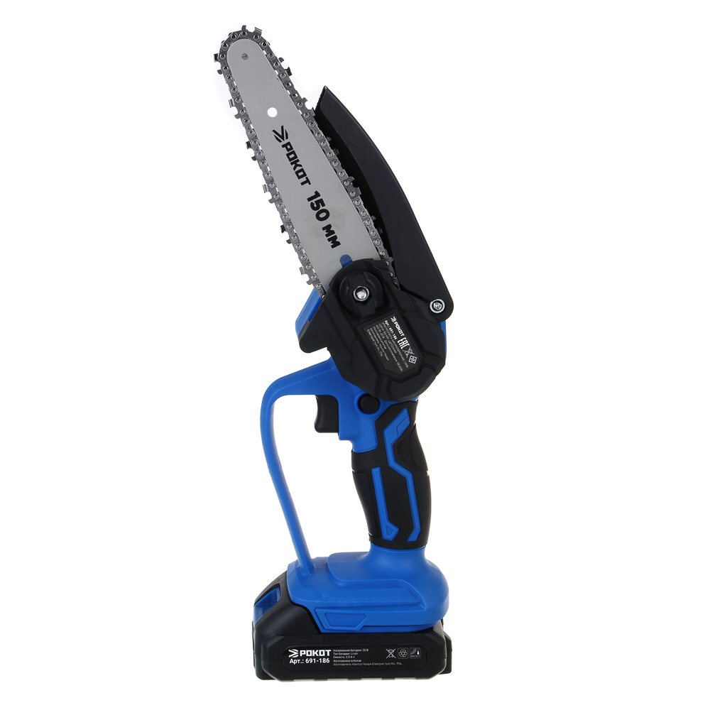 РОКОТ Электропила аккумуляторная, 1АКБ, шина 150мм, 2.0 А*ч Li-ion, пластик.кейс, арт.№ 691-186